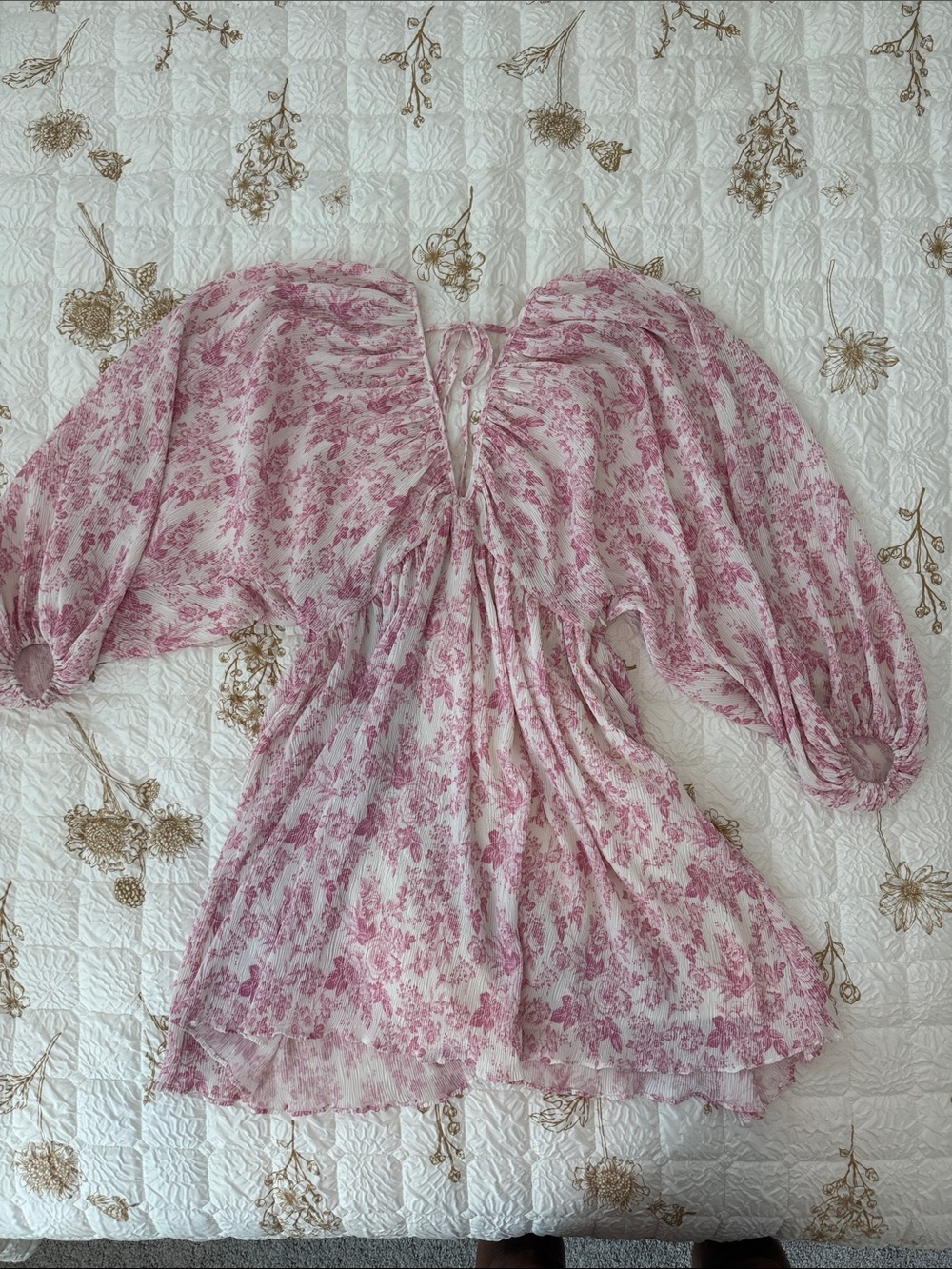 Women's Pink Floral Peasant Dress - Brand: Mable